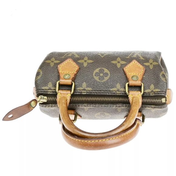 LOUIS VUITTON Mini Speedy Hand Bag Monogram Leather Brown France - Picture 6 of 13